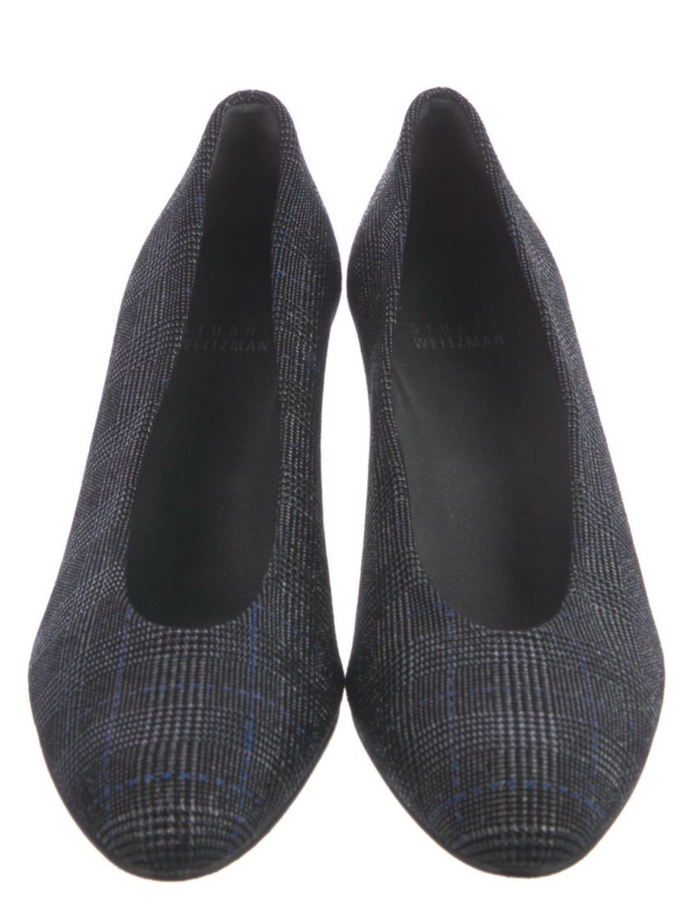 Stuart Weitzman Black and Navy Plaid Ballet Flats
